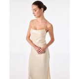Koton Slim Fit Ip Askılı Pullu Payetli Uzun Bodycon Elbise - Ekru