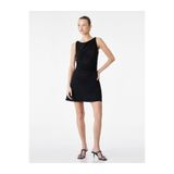 Koton Slim Fit Kayık Yuvarlak Yaka Askılı Suni Süet Mini Elbise