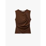 Koton Slim Fit Kayık Yuvarlak Yaka Dantel Detaylı Kolsuz Bluz Kahverengi 6wal30057ık Kahve