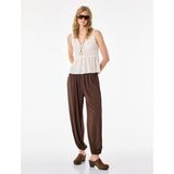 Koton Slim Fit Kolsuz V Yaka Düğmeli Dökümlü Peplum Kesim Dantel Bluz - Ekru