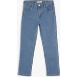Koton Slim Fit Kot Pantolon Ayarlanabilir Lastikli Erkek Çocuk Pamuklu Denim Konforlu Model - Lacivert - 6 - 7 Yaş