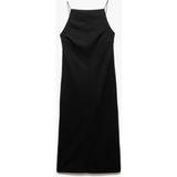Koton Slim Fit Krep Scuba Kumaş Yırtmaçlı Ince Askılı Halter Yaka Elbise