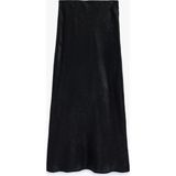 Koton Slim Fit Midi Boy Balık Kesim Dokulu Saten Etek - Siyah - 38