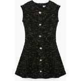 Koton Slim Fit Mücevher Düğmeli Bisiklet Yaka Kolsuz Tüvit Mini Kloş Elbise - XL