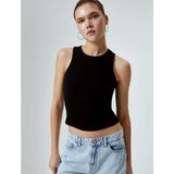 Koton Slim Fit Pamuklu Atlet Kadınlar İçin Ribanalı Günlük Kullanıma Uygun Tasarım - XS - Siyah