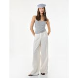 Koton Slim Fit Pamuklu Çizgili Kolsuz Halter Yaka Bluz - Lacivert