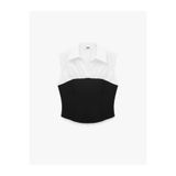 Koton Slim Fit Pamuklu Gömlek Yaka Renk Bloklu Kolsuz Poplin Bluz