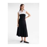 Koton Slim Fit Pamuklu Gömlek Yaka Renk Bloklu Kolsuz Poplin Bluz