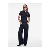 Koton Slim Fit Pamuklu Klasik Yaka Kısa Kollu Asimetrik Kesim Düğmeli Denim Bluz