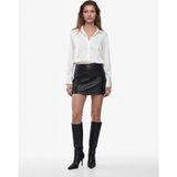 Koton Slim Fit Pileli Suni Deri Görünümlü Şort Etek - Siyah - 42
