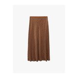 Koton Slim Fit Puantiyeli Saten Midi Etek