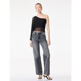 Koton Slim Fit Tül Tek Omuz Bluz - Siyah - XL