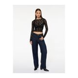 Koton Slim Fit Uzun Kollu Bisiklet Yaka Dantel Bluz