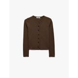 Koton Slim Fit Uzun Kollu Bisiklet Yaka Düğmeli Triko Hırka Kahverengi 7wal90015ık Kahve