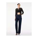 Koton Slim Fit Uzun Kollu Bisiklet Yaka Önden Bağlamalı Fiyonklu Dantel Crop Bluz