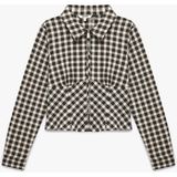 Koton Slim Fit Uzun Kollu Fermuarlı Korse Detaylı Kareli Gömlek - 38 - Kahve