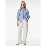 Koton Slim Fit Uzun Kollu Klasik Yaka Çizgili Poplin Gömlek - Mavi - 38