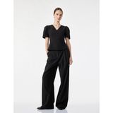Koton Slim Fit V Yaka Balon Kollu Süs Düğme Detaylı Peplum Bluz - 44 - Siyah