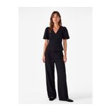 Koton Slim Fit V Yaka Balon Kollu Süs Düğmeli Peplum Bluz