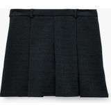 Koton Slim Fit Viskon Karışımlı Kalın Pileli Mini Etek - Siyah