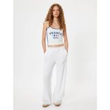 Koton Slogan Baskılı Atlet Ip Askılı Bisiklet Yaka Biyeli Slim Fit - XS - Ekru
