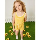 Koton Şort Tulum Kolsuz Yuvarlak Yaka Havlu Kumaş Beli Bağlamalı - Sarı - 7 - 8 Yaş - Dropsuz