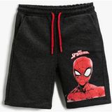 Koton Spiderman Lisanslı Baskılı Şort Beli Bağcıklı Erkek Çocuk İçin Hafif Kumaş Özelliği - 11 - 12 Yaş - Antrasit