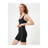 Koton Spor Biker Tayt Dikiş Detaylı Yüksek Bel Slim Fit İnterlok