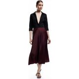 Koton Standart Bel Kloş Midi Boy Saten Etek - Bordo - 38