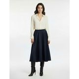 Koton Standart Bel Regular Fit Saten Midi Etek - Lacivert - 34