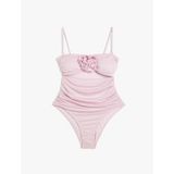 Koton Straplez Mayo Çiçek Aplike Detaylı Çıkarılabilir Askılı Drapeli Pembe 4sak20190mm Pembe