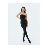 Koton Straplez Payetli Bodycon Kolsuz Mini Abiye Elbise