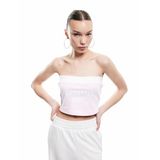 Koton Straplez Yaka Şerit Detaylı Kolsuz Baskılı Crop Bluz