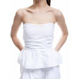 Koton Straplez Yaka Volanlı Pamuklu Crop Bluz