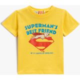 Koton Superman Köpek Baskılı Tişört Lisanslı Kısa Kollu Pamuklu - 9 - 12 Ay - Sarı