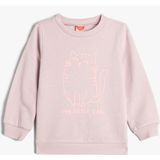 Koton Sweatshirt Kedi Baskılı Uzun Kollu Bisiklet Yaka Pamuklu - Mor - 1 - 1,5 Yaş