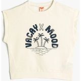 Koton Sweatshirt Kolsuz Bisiklet Yaka Slogan Baskılı Pamuklu - 4 - 5 Yaş - Ekru