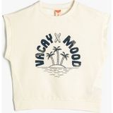 Koton Sweatshirt Kolsuz Bisiklet Yaka Slogan Baskılı Pamuklu - 4 - 5 Yaş - Ekru