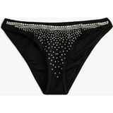 Koton Taşlı Bikini Altı Normal Bel - 36 - Siyah