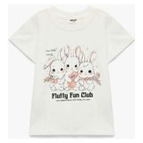 Koton Tavşan Baskılı Ekru Kız Çocuk T-Shirt 6SKG10242AK - 6 - 7 Yaş