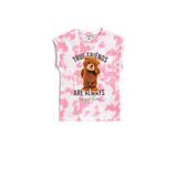 Koton Teddy Bear Baskılı Tişört Batik Desenli Kolsuz Pamuklu Tişört Kız çocuk