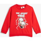 Koton Thor Sweatshirt Lisanslı Uzun Kollu Bisiklet Yaka Pamuklu Şardonlu - Kırmızı - 2 - 3 Yaş