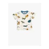 Koton Tişört Hayvanlar Baskılı Ekru Erkek Bebek T-shirt 5smb10086tk