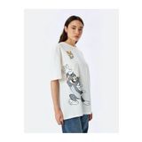 Koton Tom Ve Jerry Baskılı Ekru Kadın T-shirt 5sal10269ık