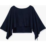 Koton Triko Kayık Yaka 3/4 Yarasa Kol Crop Kazak - Lacivert - M
