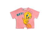 Koton Tweety Baskılı Crop Lisanslı Kısa Kollu Pamuklu Kız Çocuk Tişört