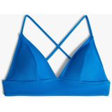 Koton Üçgen Bikini Üstü Dokulu Çapraz Askılı Kaplı - Lacivert - 40