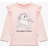 Koton Unicorn Baskılı Pamuklu Uzun Kollu Tişört Kız Çocuk Günlük Tarz 3 - 4 Yaş İçin Rahat Fit - Pembe