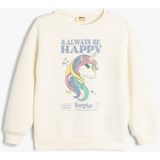 Koton Unicorn Sweatshirt Uzun Kollu Kız Çocuk Ekru Renk Şardonlu Pamuklu Cepsiz Tasarım - 11 - 12 Yaş