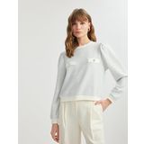 Koton Uzun Balon Kol Aplike Detaylı Bisiklet Yaka Çizgili Sweatshirt